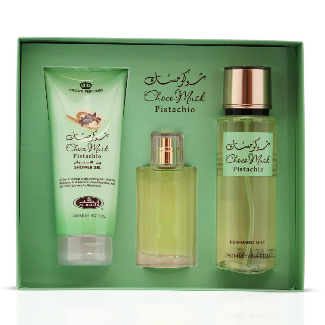 Choco Musk Pistachio 3-Piece Perfume Gift Set by Al Rehab (Gift Set)