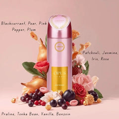 Armaf Opus Woman deodorant spray in a 200ml bottle, with a sleek design and floral scent packaging visible in the image.
