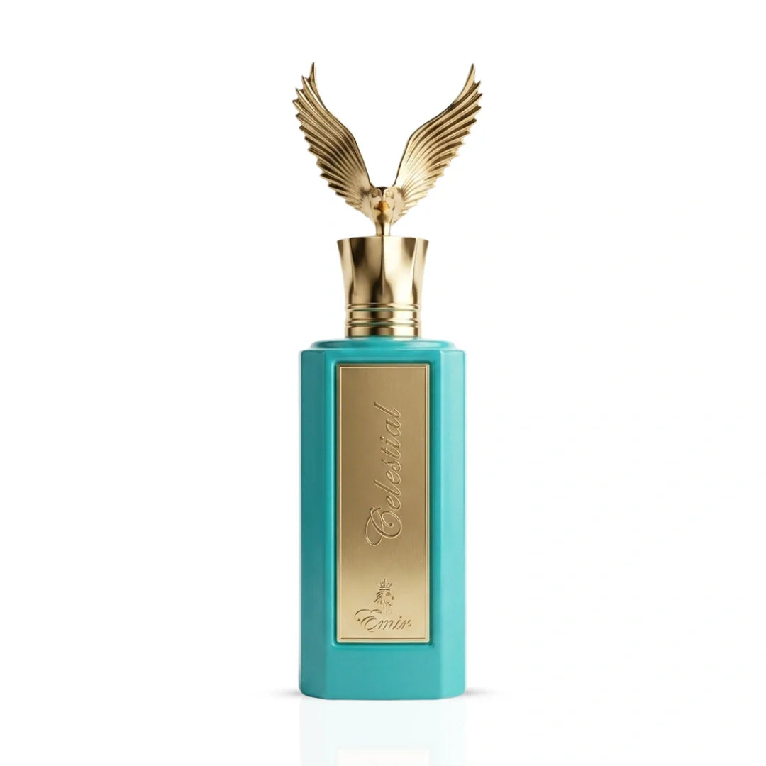 Celestial Emir Eau de Parfum spray by Paris Corner, 100ml bottle with elegant design, showcasing the fragrance's luxurious packaging.