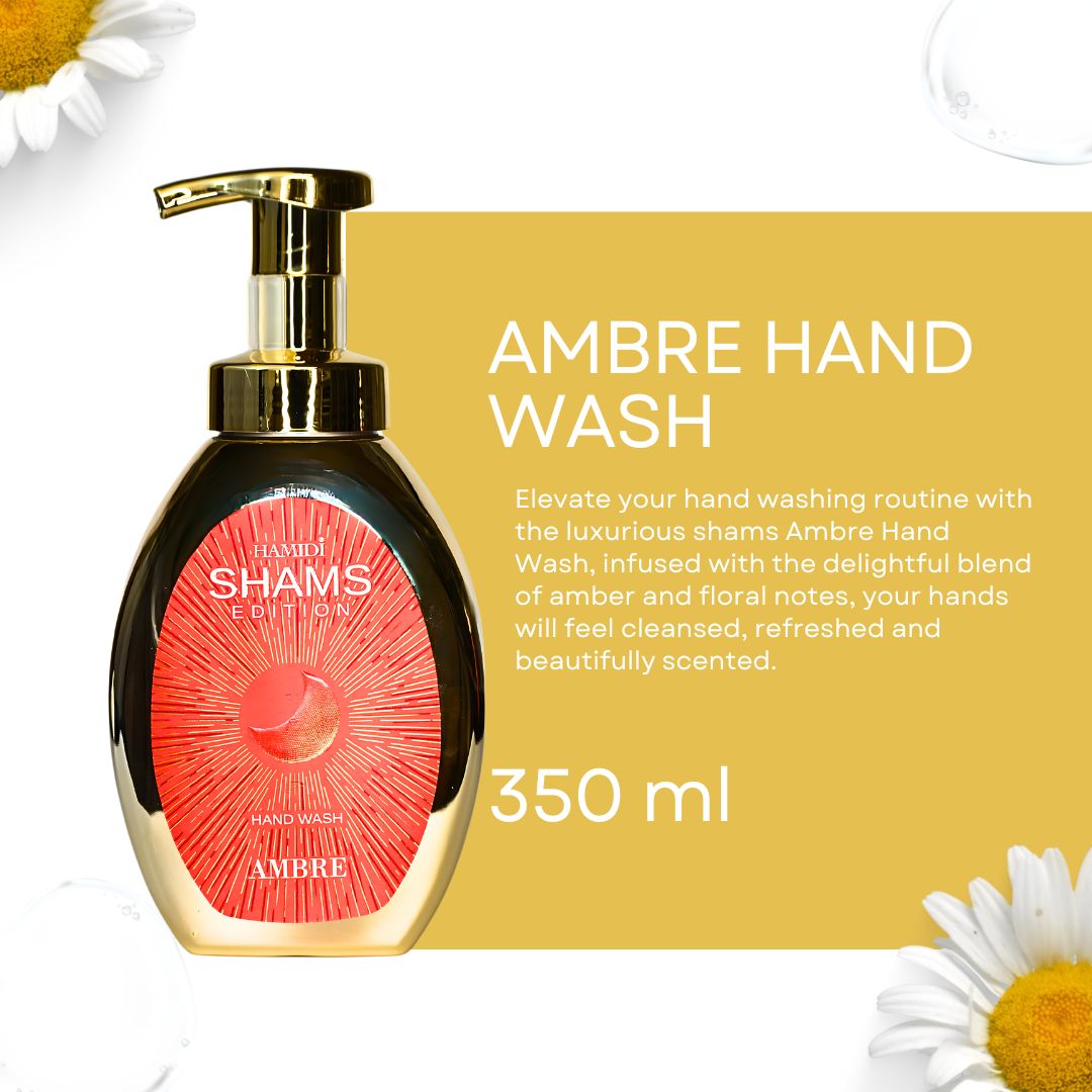 Hamidi Shams Edition Ambre Hand Wash 350ml (11.9 OZ) By Hamidi | Enticing & Ultra Moisturizing, Rejuvenates The Skin.