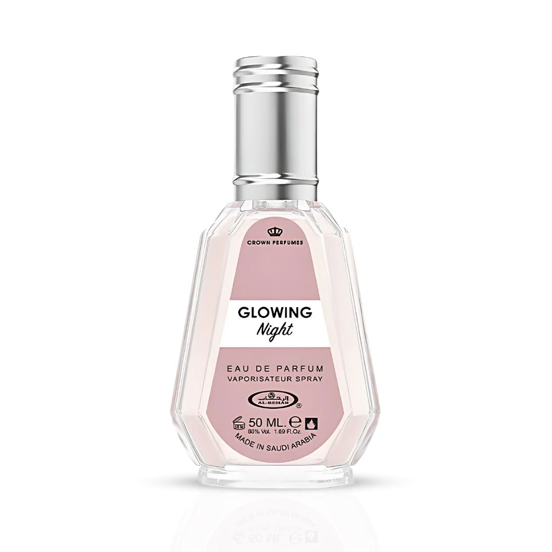 Glowing Night Eau De Parfum Spray 50ML (1.7 OZ) By Al Rehab | A Tropical Bloom Wrapped In Creamy Vanilla & Coconut, Perfect For Those Who Desire A Sweet & Exotic Floral Escape.