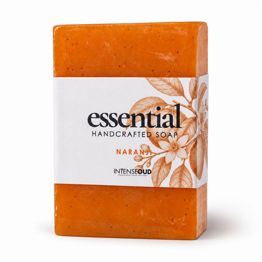 Handmade Naranji soap by Intense Oud, 150g, with a textured surface and natural orange scent, displayed on a neutral background.