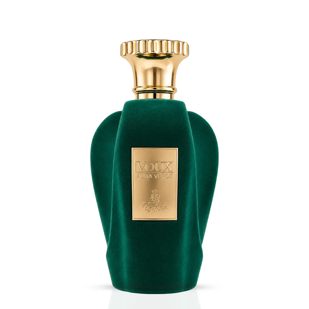 Voux Alma Verde Eau de Parfum spray by Paris Corner, 100ml, with a sleek green bottle and elegant packaging.