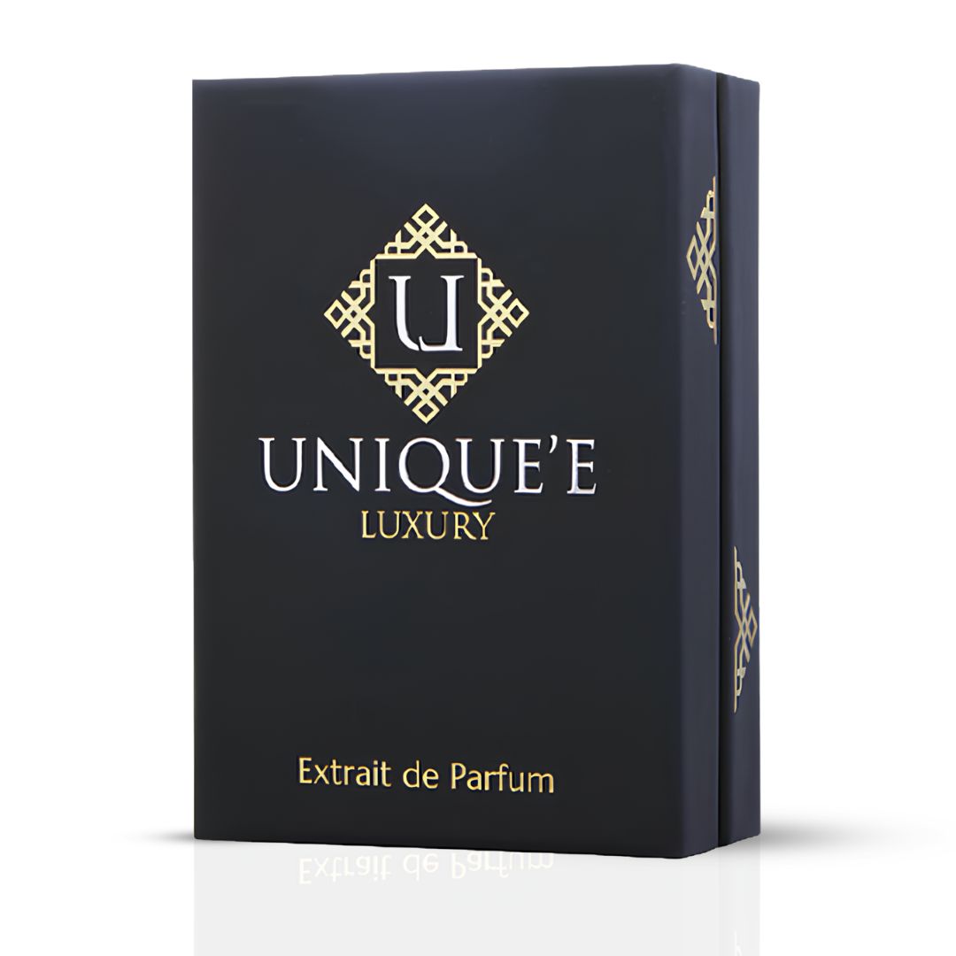 Unique'e Luxury Hidden Accords Extrait de Parfum 100ml, elegant glass bottle showcasing the EDP fragrance.