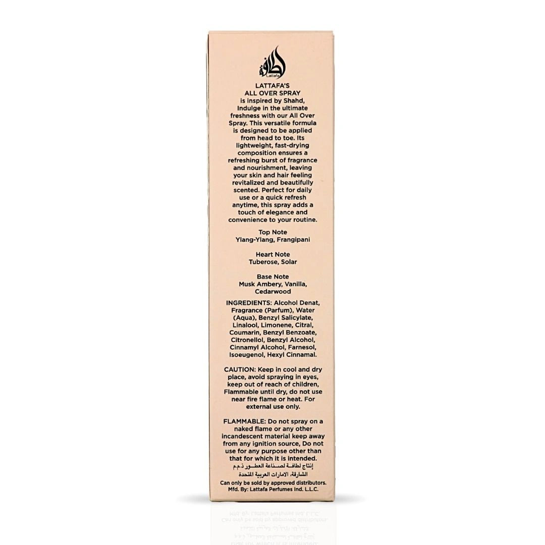 Shahd All Over Spray 150ml (5.07 oz) by Lattafa