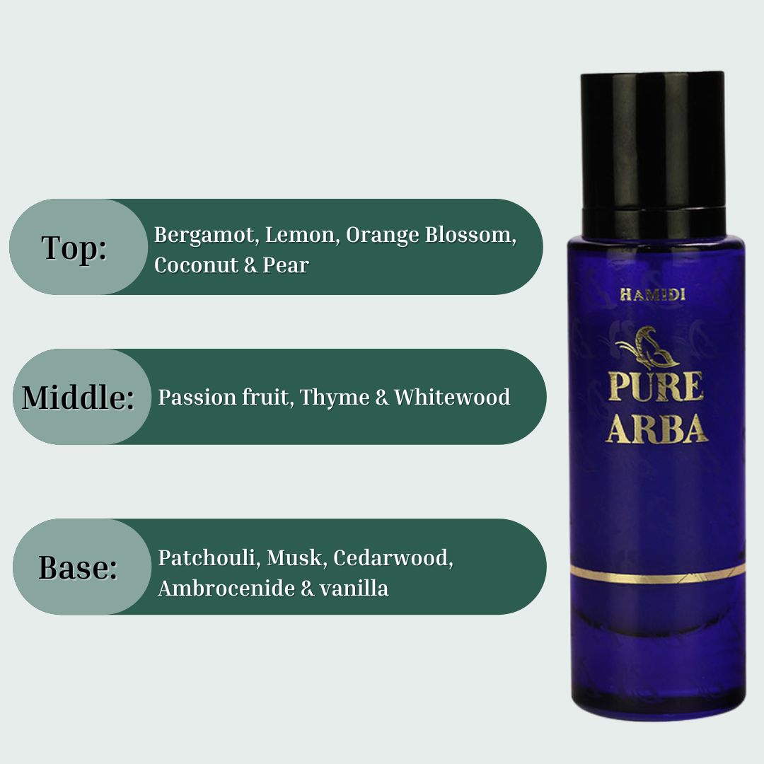 PURE ARBA Water Perfume Spray 30ML (1.01 OZ) By Hamidi | Indulge In The Luxurious Essence Of This Alluring Fragrance.