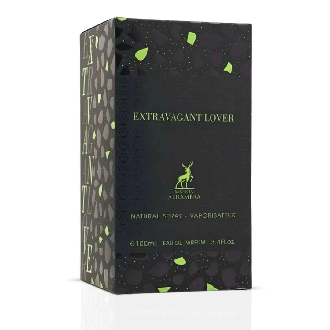 Maison Alhambra Extravagant Lover Eau de Parfum spray 100ml bottle with elegant packaging and branding visible.