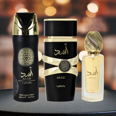 Asad Gift Set EDP Spray - 100ML, Hair Mist - 50ML, Perfumed Spray 200ML | Gift Set By Lattafa