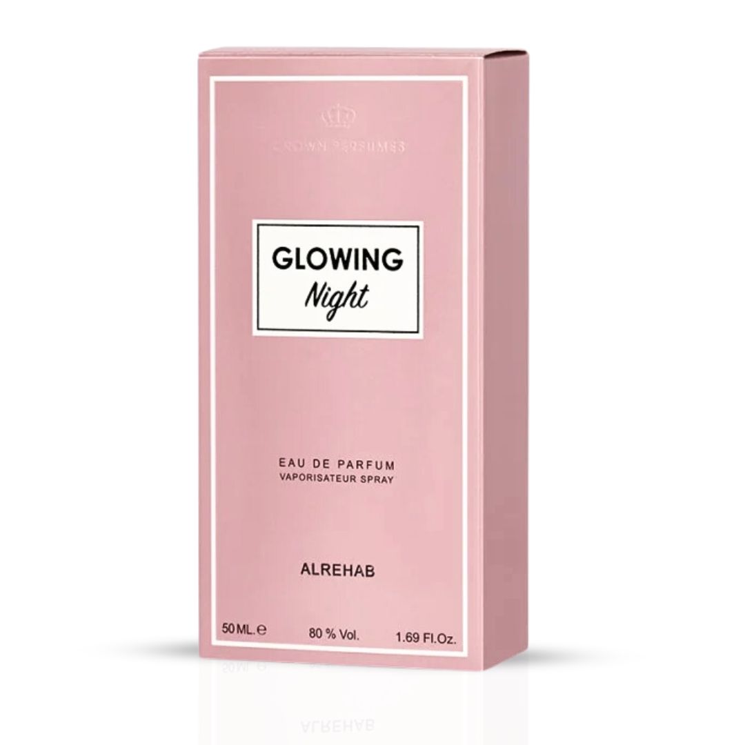 Glowing Night Eau De Parfum Spray 50ML (1.7 OZ) By Al Rehab | A Tropical Bloom Wrapped In Creamy Vanilla & Coconut, Perfect For Those Who Desire A Sweet & Exotic Floral Escape.
