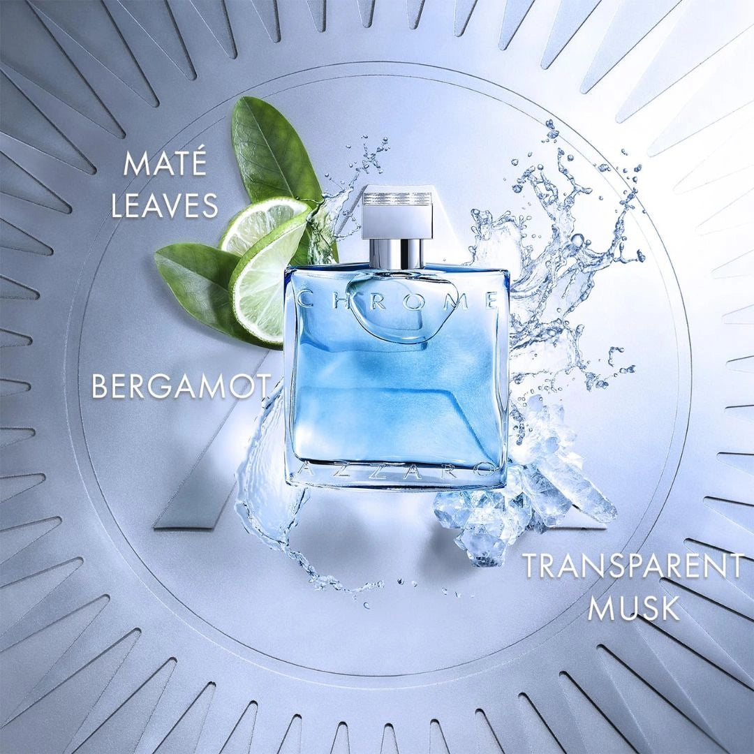 Chrome Eau de Toilette Spray 100ml (3.4 oz) by Azzaro | Fresh Citrus, Refined Spice & Smooth Woods