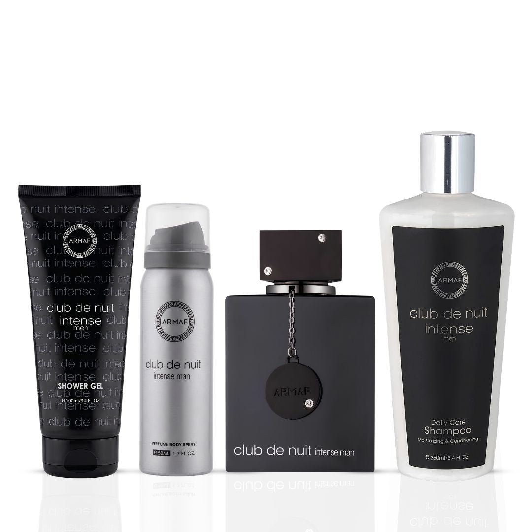 Club De Nuit Intense Man Gift Set 4Pc - EDT 3.6oz, Body Spray 1.7oz, Shower Gel 3.4oz & Shampoo 8.4oz by Armaf