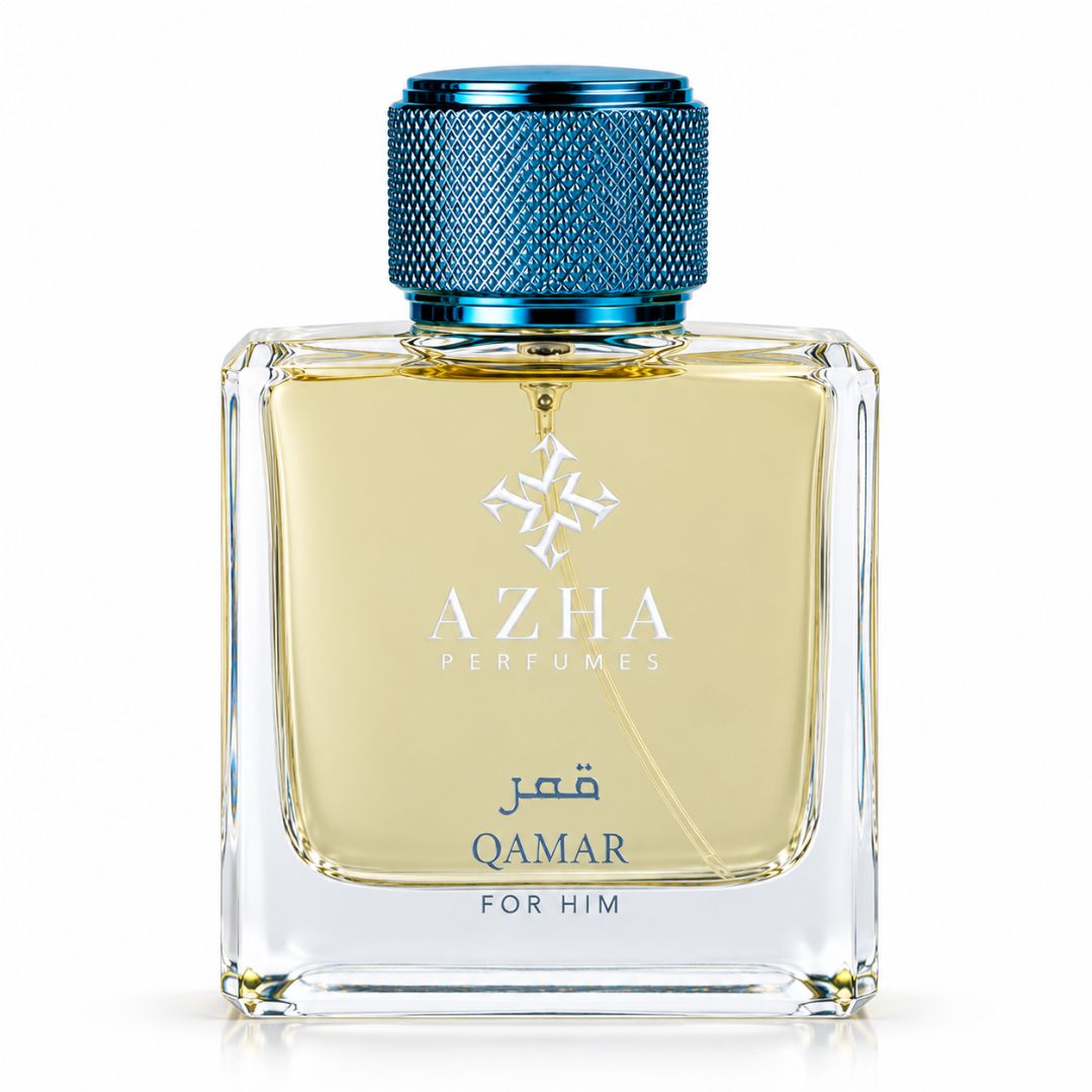 Qamar Eau de Parfum Spray by AZHA, 100ml bottle with elegant packaging, showcasing the fragrance's luxurious design.