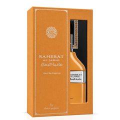 Sahebat Al Jamal Eau de Parfum spray by Ard Al Zaafaran, 100ml bottle with elegant packaging, showcasing the fragrance bottle.