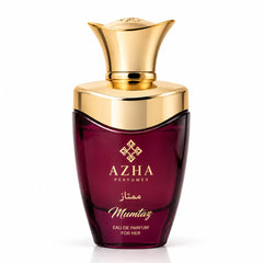 Azha Mumtaz Eau de Parfum spray 100ml bottle, elegant design, showcasing the luxury fragrance packaging.