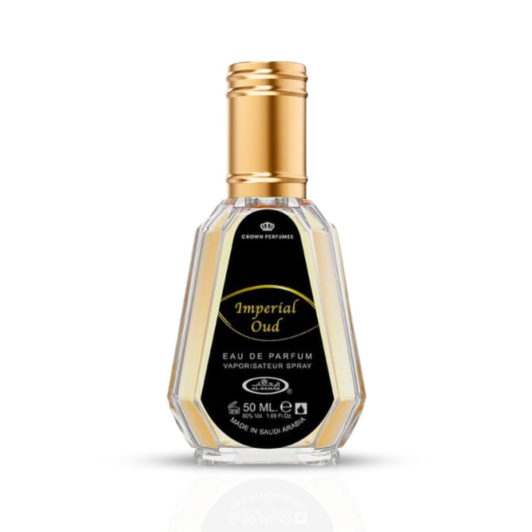 Imperial Oud Eau De Parfum Spray 50ML (1.7 OZ) By Al Rehab | A Rich Blend of Vanilla, Smoky Leather & Oud Softened by Lavender.