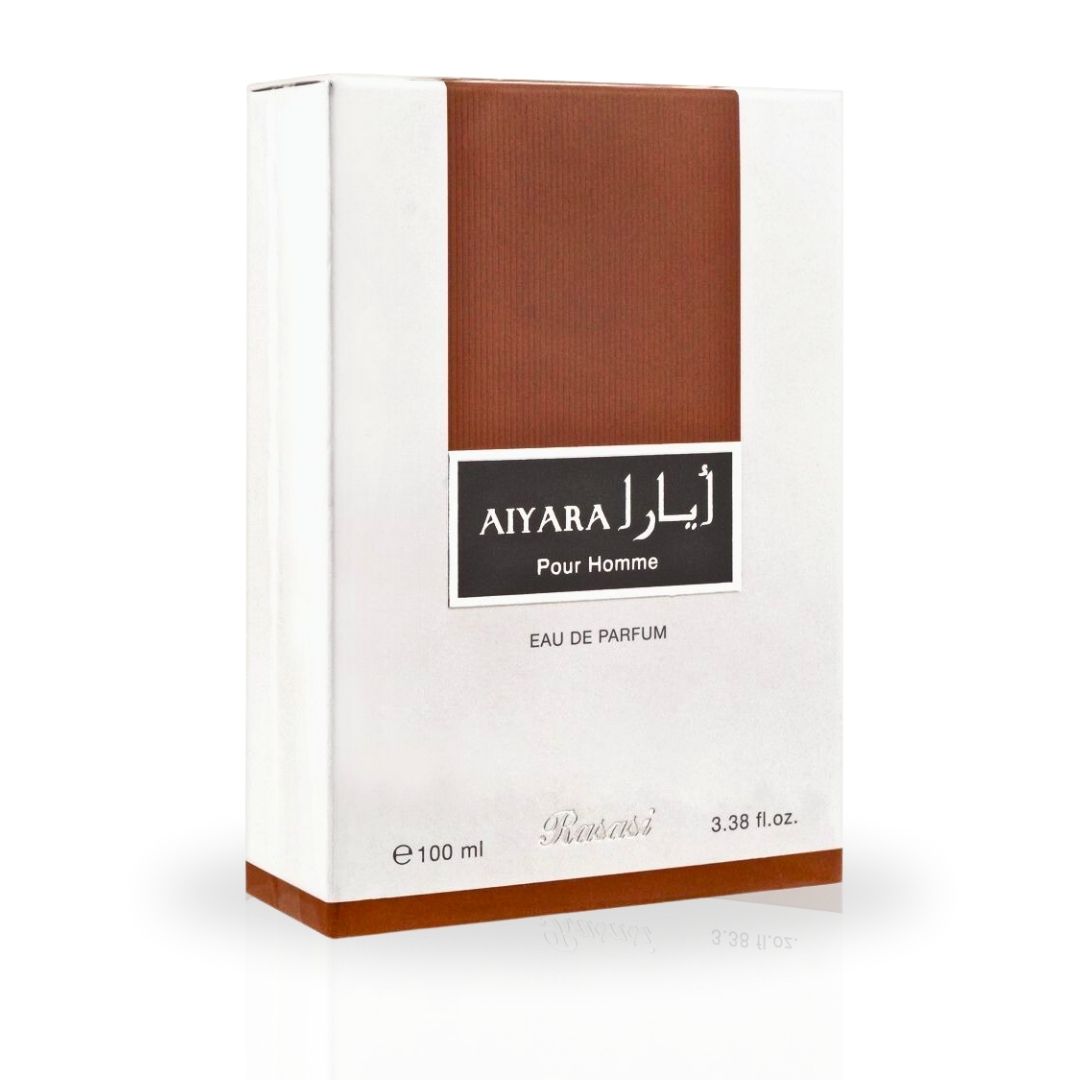 Aiyara Pour Homme EDP Spray 100ML (3.38 OZ) by Rasasi | Long Lasting, Spicy, Woody, Sweet, Luxurious Masculine Scent.