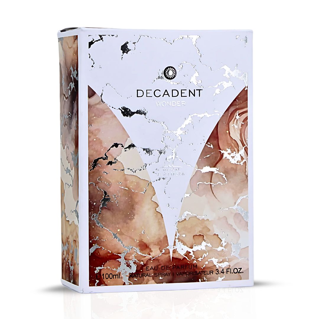 Decadent Wonder Eau De Parfum Spray 100ML (3.4 OZ) by Maison Alhambra | A Lively Blend of Citrus, Spice, Floral Elegance, & an Indulgent Finish of Vanilla, Rum, & Cocoa.