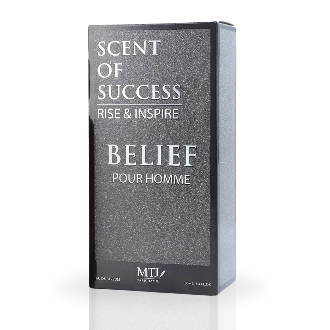 Belief Pour Homme EDP Spray 100ML (3.4 OZ) by MTJ | Long Lasting Blend of Floral Elegance, Exotic Spices & Sensual Warmth.