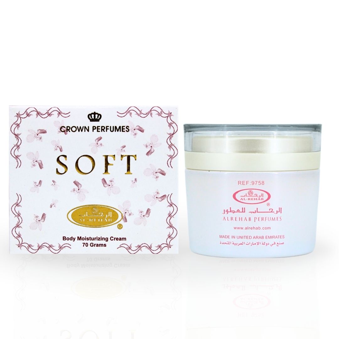 Soft Moisturizing Body Cream 70GMS By Al Rehab | Intensely Moisturizing, Softening, Restores Dry Skin, Fruity - Floral Fragrance.