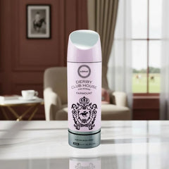 Armaf Derby Club House deodorant spray 200ml bottle with a sleek design and label, ready for everyday freshness.