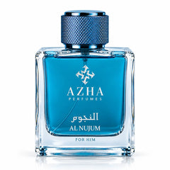 Azha Al Nujum Eau de Parfum spray 100ml, elegant perfume bottle with a sleek design, showcasing the Azha fragrance branding.