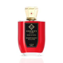 Unique'e Luxury Mashumaro Extrait de Parfum 100ml bottle with elegant black cap and gold accents, showcasing a luxurious fragrance.