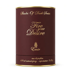Fire Your Desire Emir Eau de Parfum spray by Paris Corner, 100ml, featuring a sleek bottle with elegant design.