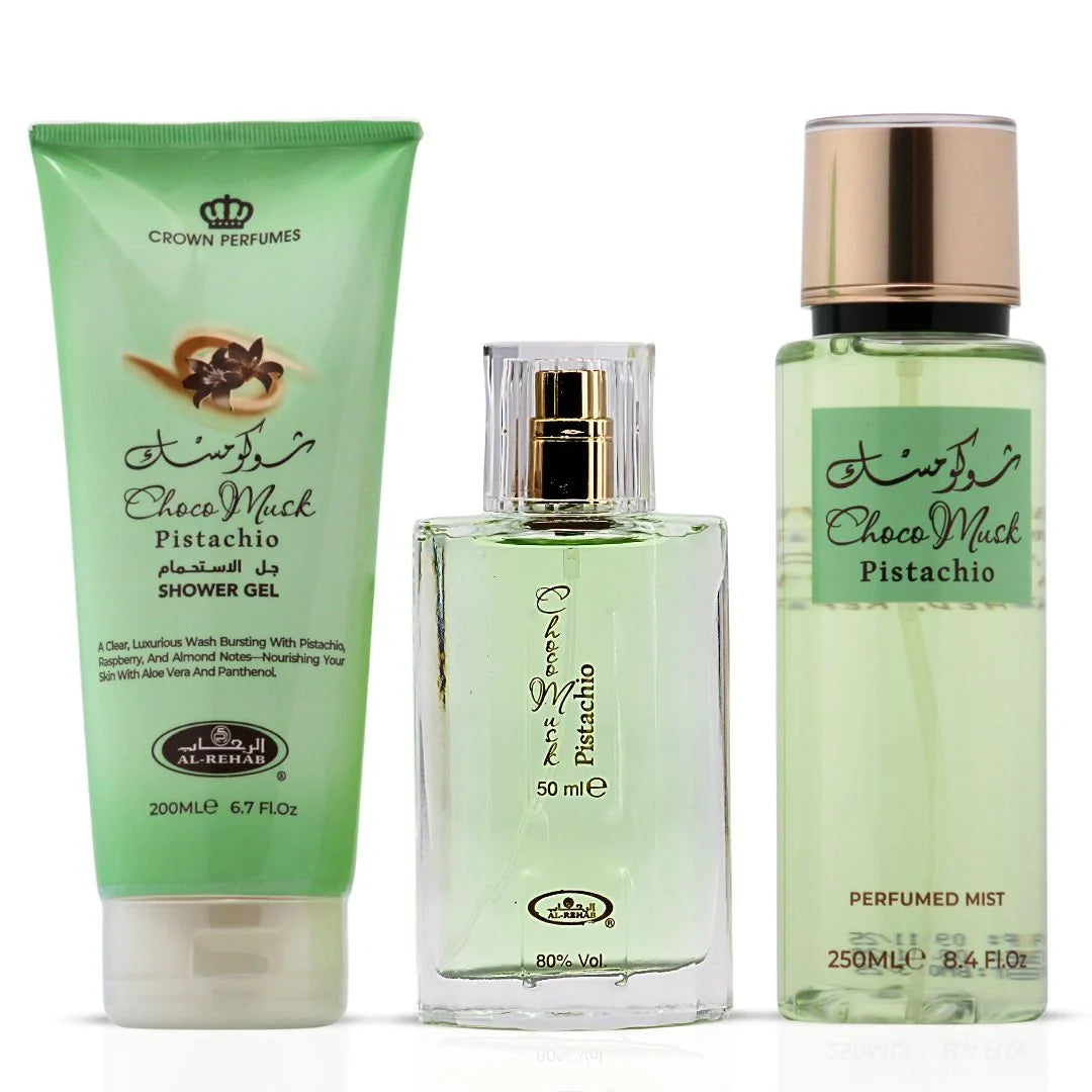 Choco Musk Pistachio 3-Piece Perfume Gift Set by Al Rehab (Gift Set)