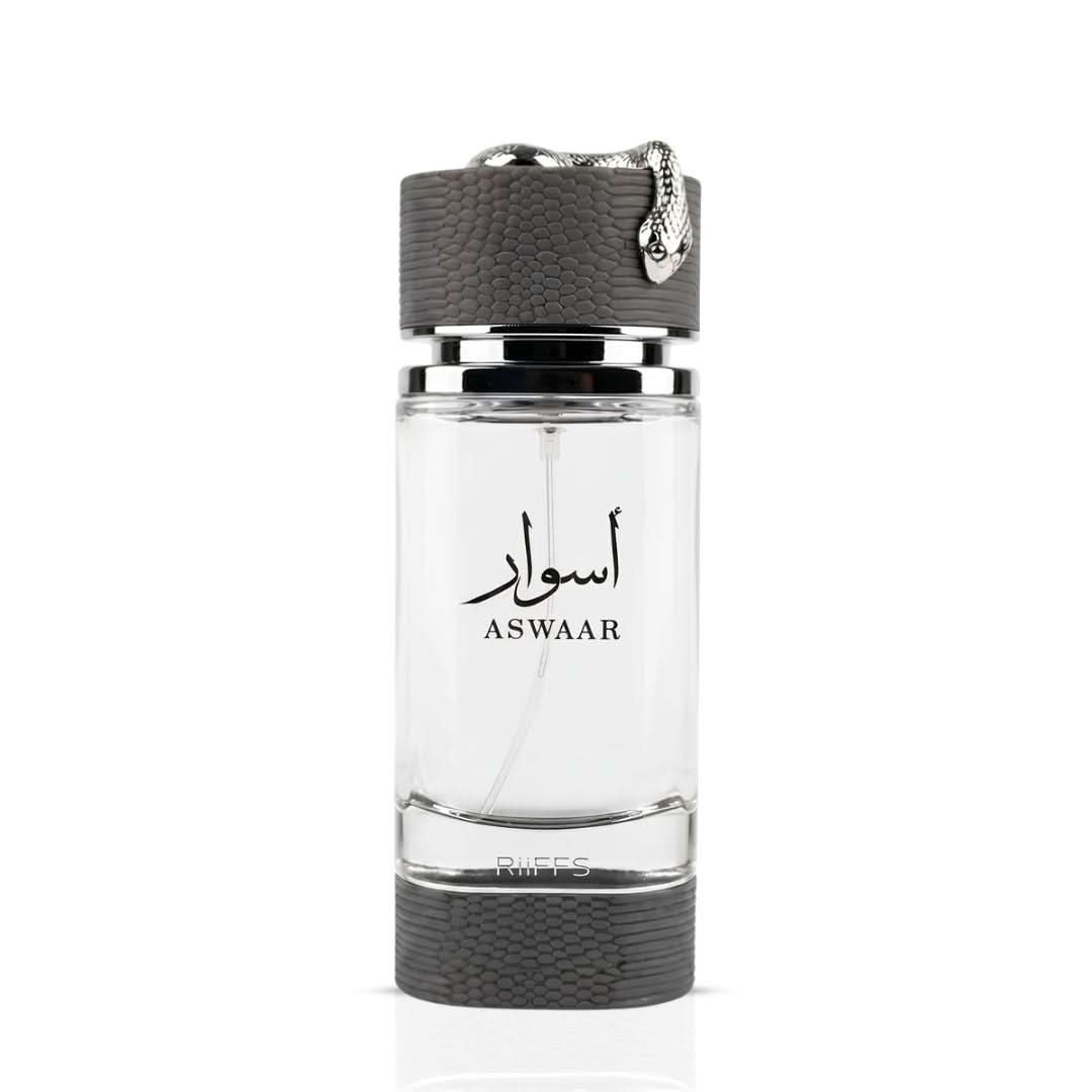 Riiffs Aswaar Extrait de Parfum Spray 100ml, elegant EDP bottle with floral and woody scent notes by Riiffs