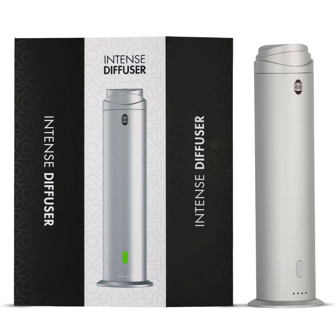 Intense Diffuser Silver – 120ml, Aromatherapy Diffuser with Remote, Covers 1000 Sq Ft, Adjustable Mist & Timer, Starter Kit for Home, Office & Hotel - Waterless - Intense Oud