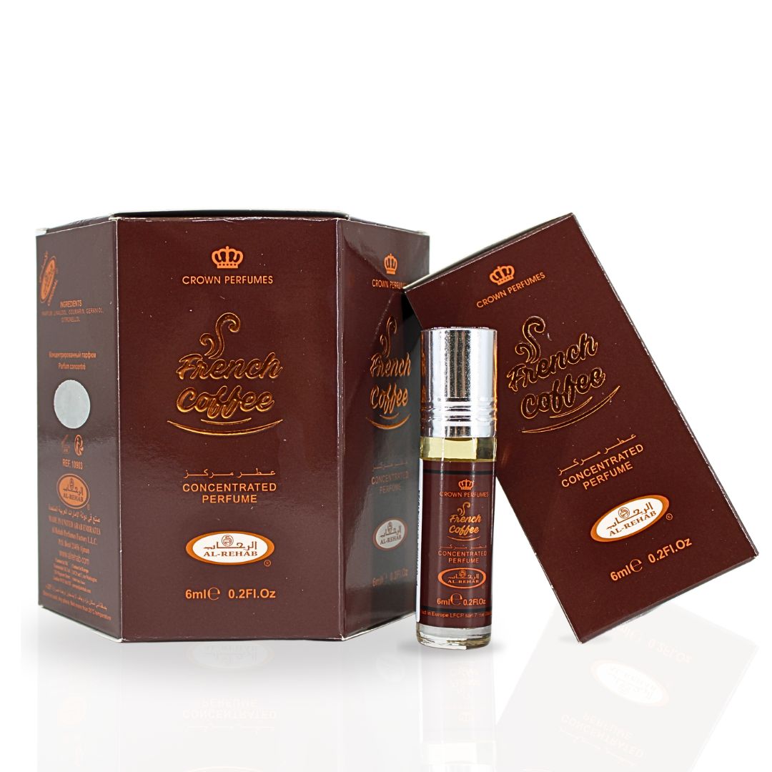 French Coffee Perfume Oil 6ML (0.2OZ) By Al Rehab | Sweet, Creamy, Spicy, Gourmand. (BOX OF 6)