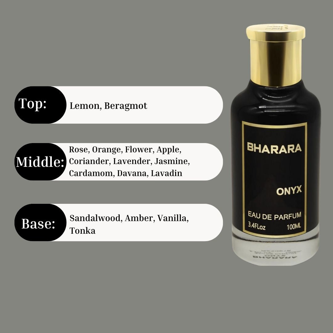 Bharara Onyx EDP Spray 100ML (3.4 OZ) by BHARARA | Long Lasting, Refreshing, Floral, Luxurious Scents.