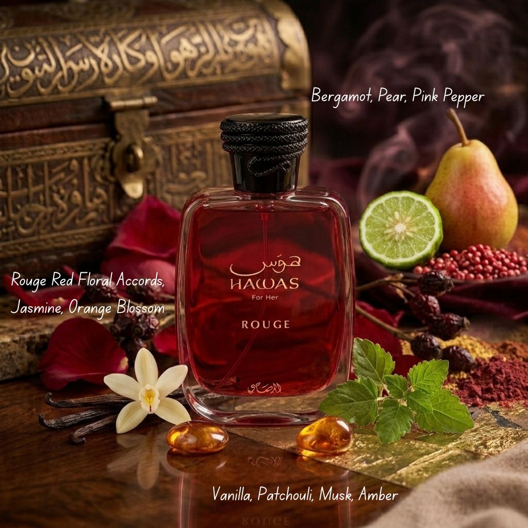 Hawas Rouge Eau de Parfum Spray 100ml (3.4 oz) by Rasasi