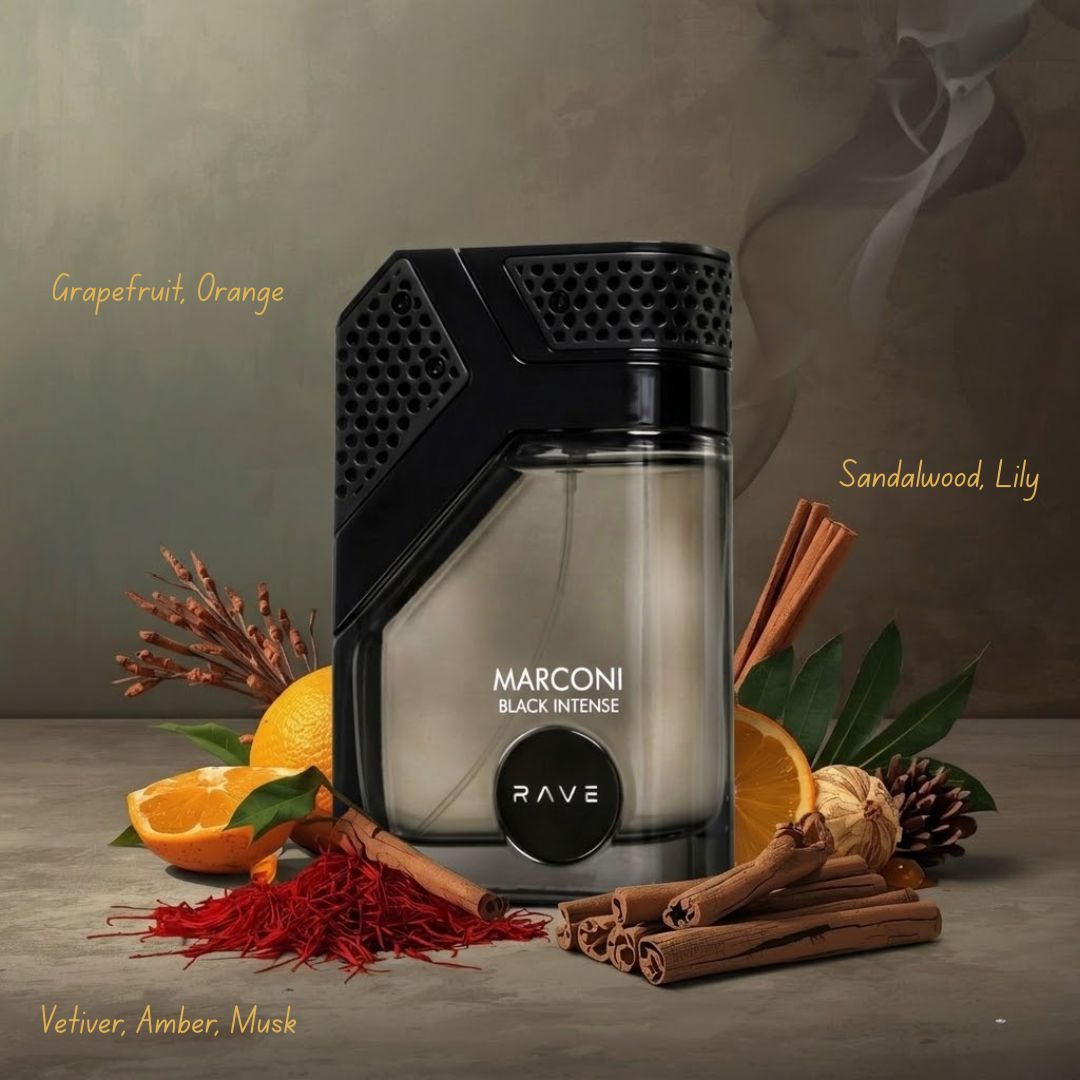 Marconi Black Intense Eau de Parfum Spray 100ml (3.4 oz) by Rave - Intense Oud