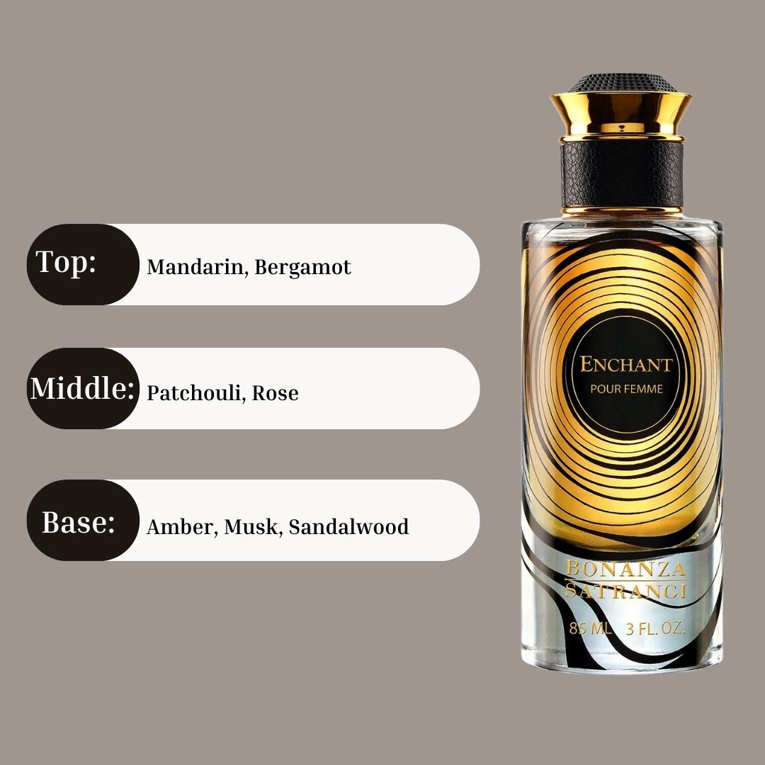 Enchant Pour Femme EDP Spray 85ML (3.0 OZ) by Bonanza Satrangi | Long Lasting, Elegant, Warm, Sensual, Luxurious Fragrance.