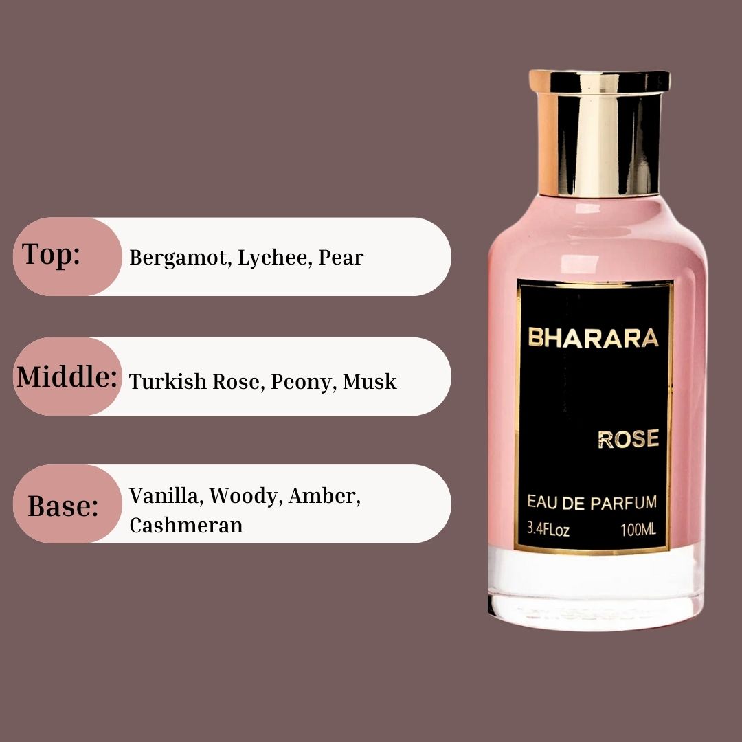 Bharara Rose EDP Spray 100ML (3.4 OZ) by BHARARA | Long Lasting, Luxurious, Floral, Timeless Fragrances.