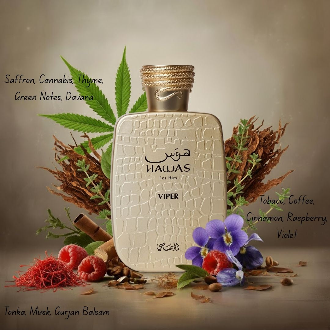Hawas Viper Eau de Parfum Spray 100ml (3.4 oz) by Rasasi - Intense Oud
