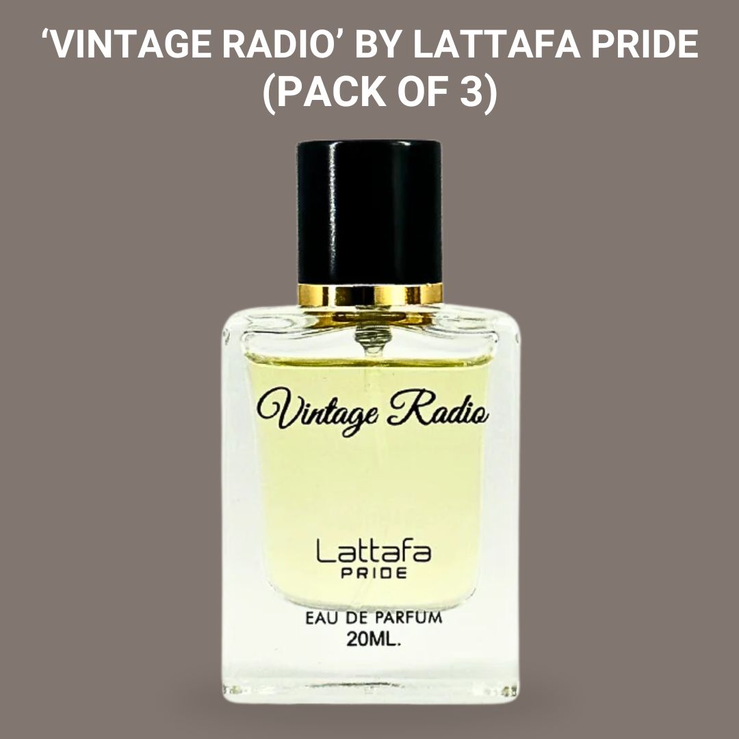 Vintage Radio EDP Spray 20ML (0.6 OZ) By Lattafa Pride | Luxurious Fragrance Miniatures. (PACK OF 3)