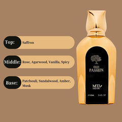 Oud Passion EDP Spray 100ML (3.4 OZ) by MTJ | Long Lasting, Floral, Soft Spicy, Warm Woody, Unisex Scent.