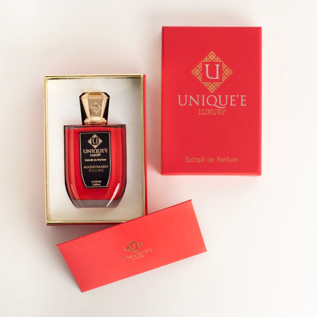Unique'e Luxury Mashumaro Extrait de Parfum 100ml EDP bottle with elegant packaging, showcasing the luxurious fragrance.