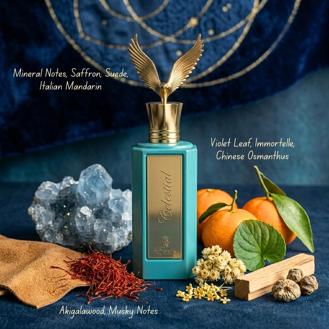 Celestial Emir Eau de Parfum spray by Paris Corner, 100ml bottle with elegant packaging and a luxurious fragrance design