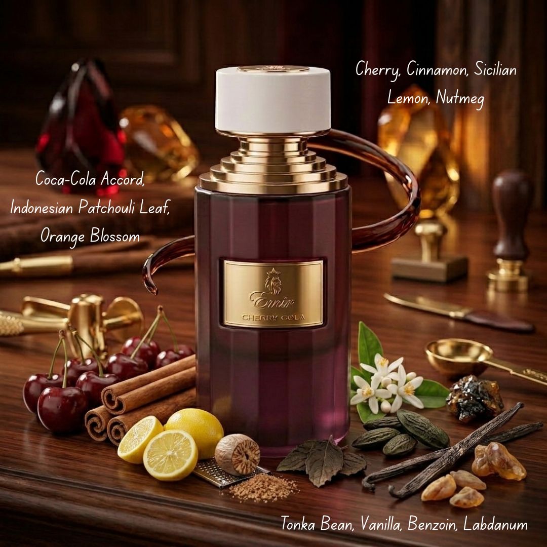 Cherry Cola Eau de Parfum Spray by Paris Corner, 75ml, featuring a sleek bottle with cherry and cola scent notes.