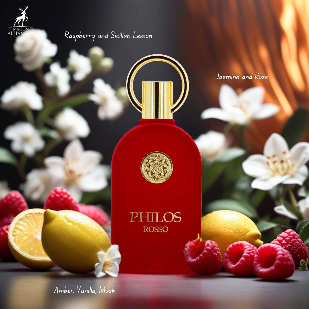 Philos Rosso Eau de Parfum Spray 100ml (3.4 oz) by Maison Alhambra