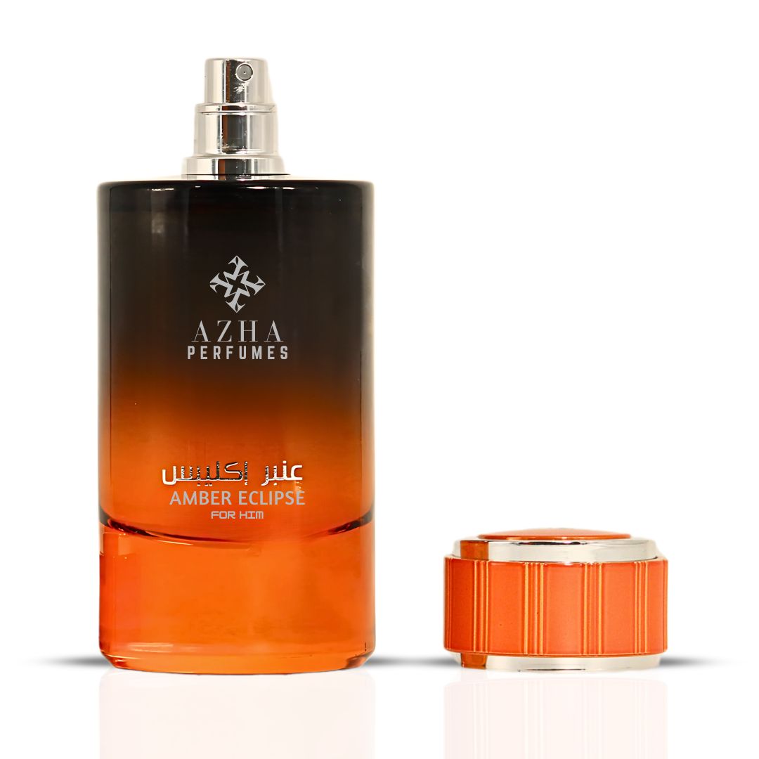 Amber Eclipse For Him Eau De Parfum Spray 100ML (3.4 OZ) by Azha | A Radiant Clash of Citrus and Spice, Unfolding into Floral Oud & Smoky Depth.