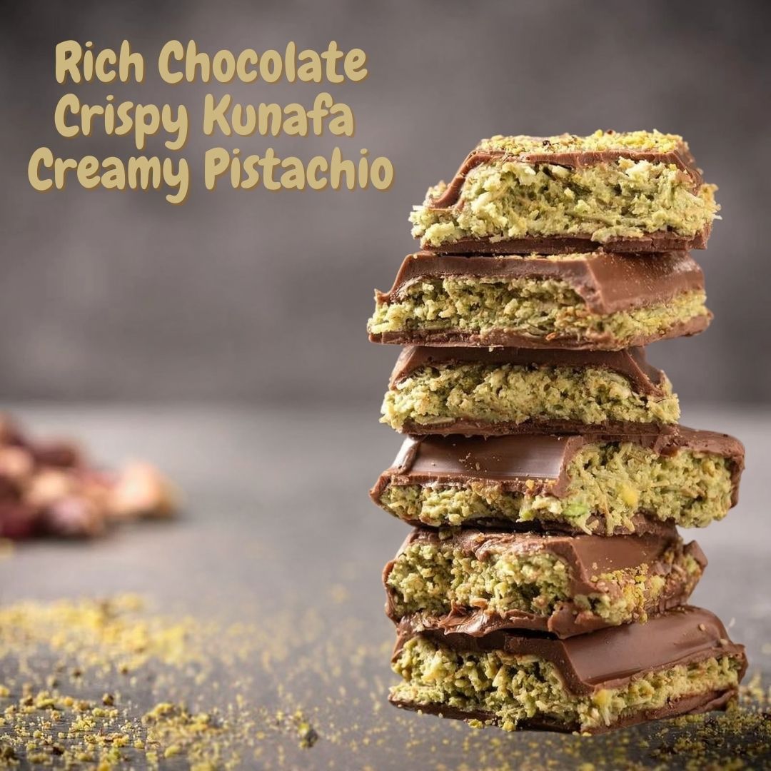Dubai Kunafa Chocolate Bar 200GMS By Feras Sweets | Rich Chocolate, Creamy Pistachio, Crispy Kunafa, The Viral Dubai Chocolate (BOX OF 6)