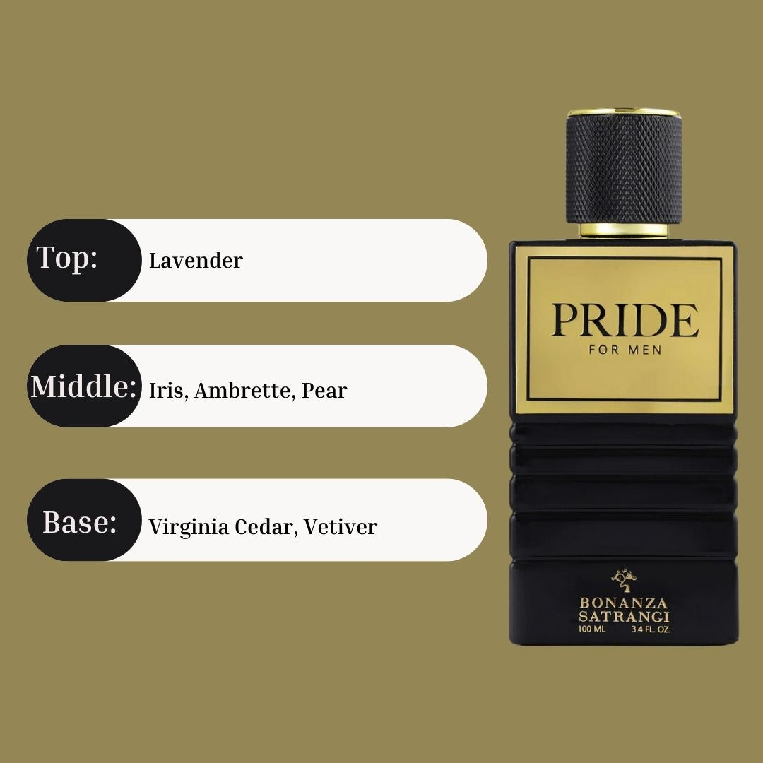 Pride For Men EDP Spray 100ML (3.4 OZ) by Bonanza Satrangi | Long Lasting, Refreshing, Musky, Juicy, Luxurious Fragrance.