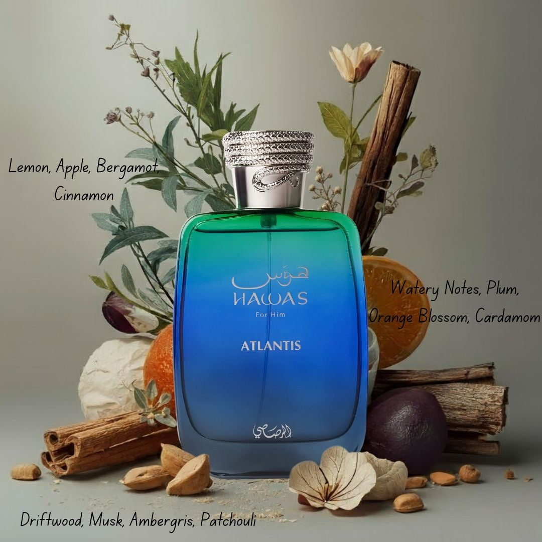Hawas Atlantis Eau de Parfum Spray 100ml (3.4 oz) by Rasasi - Intense Oud