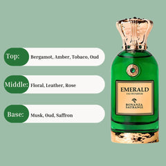 Emerald EDP Spray 100ML (3.4 OZ) by Bonanza Satrangi | Long Lasting, Exotic, Floral, Musky, Luxurious Fragrance.