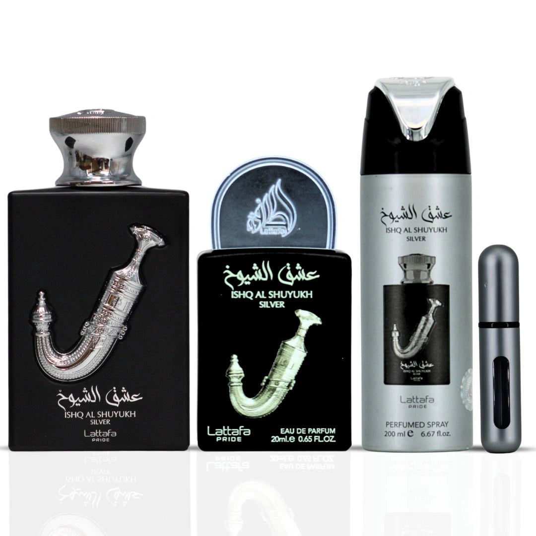 Lattafa Pride Ishq Al Shuyukh Silver 3-Piece Eau de Parfum Gift Set