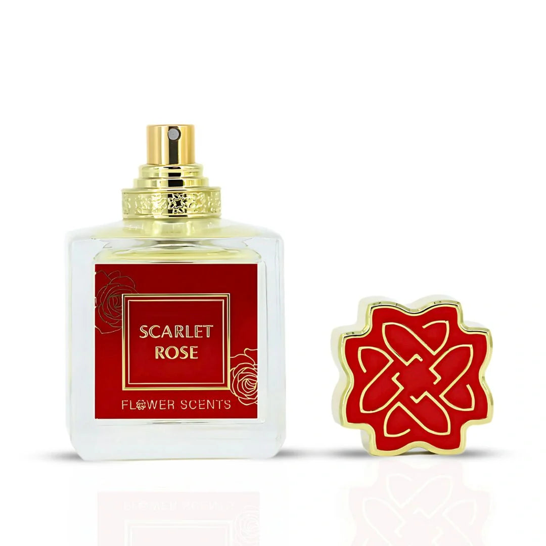 Scarlet Rose Eau de Parfum Spray 65ml (2.2 oz) by Flower Scents | Opulent Rose, Creamy Woods & Golden Amber Warmth